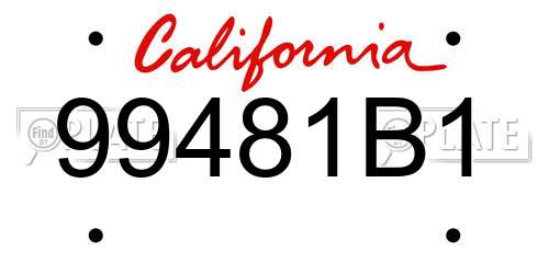 99481B1 California License Plate