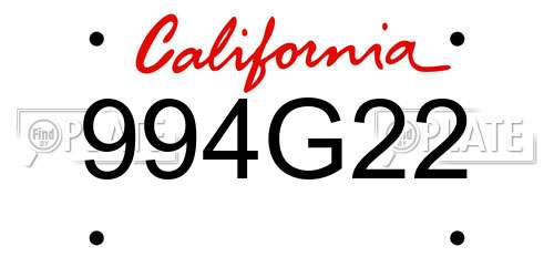 994G22 California License Plate