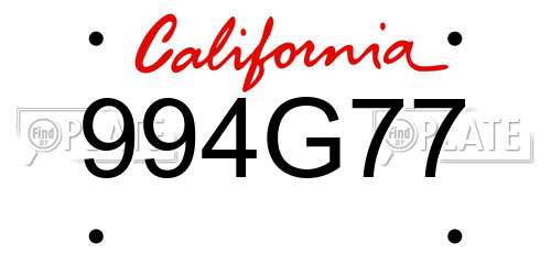994G77 California License Plate