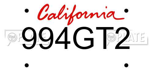 994GT2 California License Plate