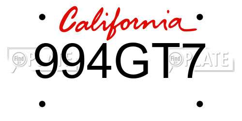 994GT7 California License Plate