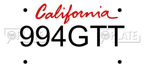 994GTT California License Plate