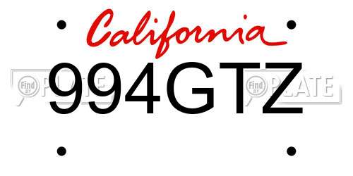 994GTZ California License Plate