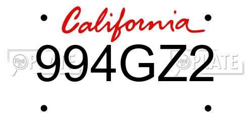 994GZ2 California License Plate