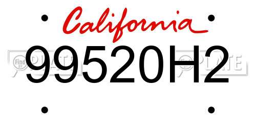 99520H2 California License Plate