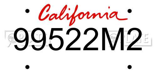 99522M2 California License Plate