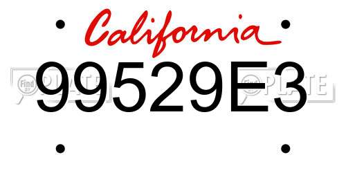 99529E3 California License Plate