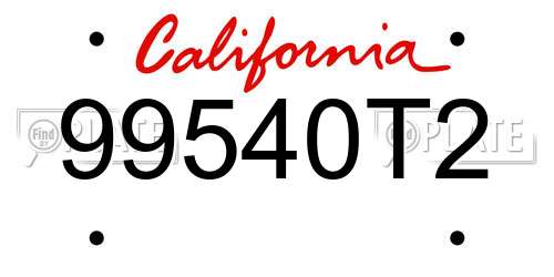 99540T2 California License Plate