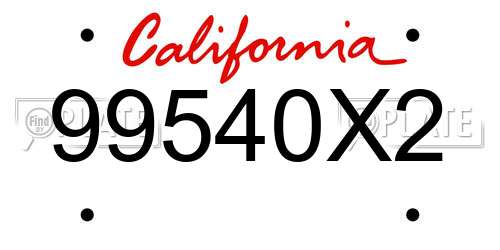 99540X2 California License Plate