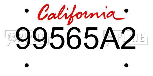 99565A2 California License Plate