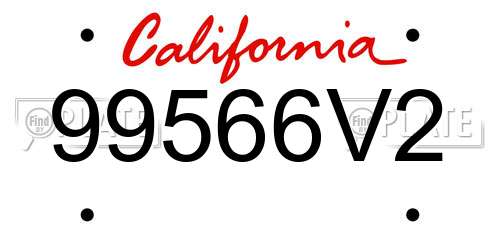 99566V2 California License Plate