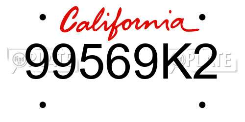 99569K2 California License Plate