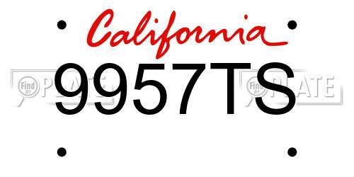 9957TS California License Plate