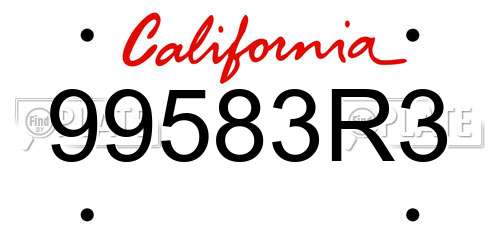 99583R3 California License Plate