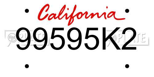 99595K2 California License Plate