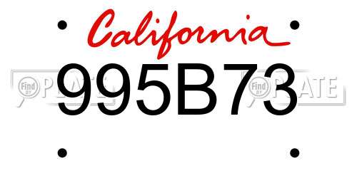 995B73 California License Plate