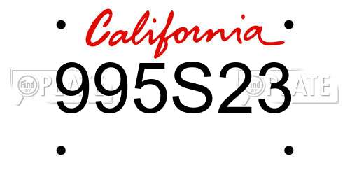 995S23 California License Plate