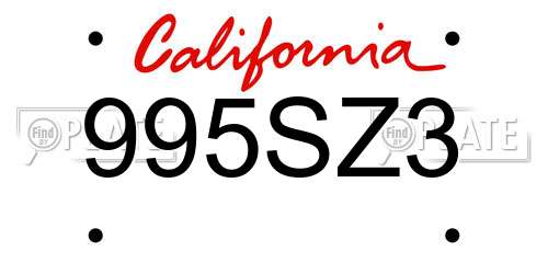 995SZ3 California License Plate