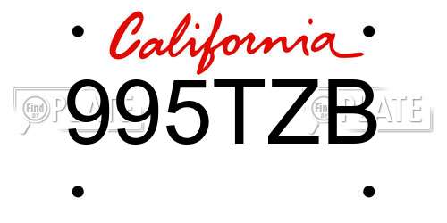 995TZB California License Plate