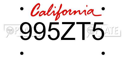 995ZT5 California License Plate