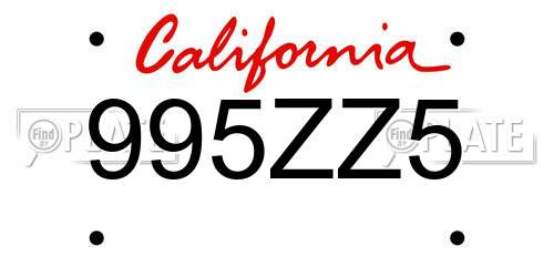 995ZZ5 California License Plate