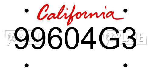 99604G3 California License Plate