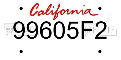 99605F2 California License Plate