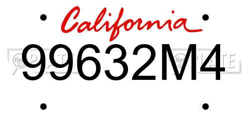 99632M4 California License Plate
