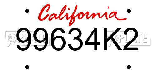 99634K2 California License Plate