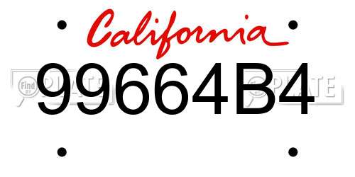 99664B4 California License Plate