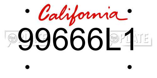 99666L1 California License Plate