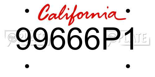 99666P1 California License Plate