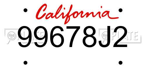 99678J2 California License Plate