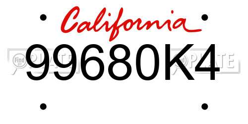 99680K4 California License Plate