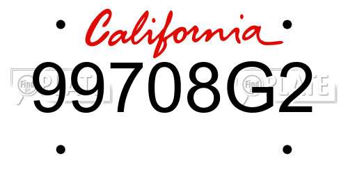 99708G2 California License Plate