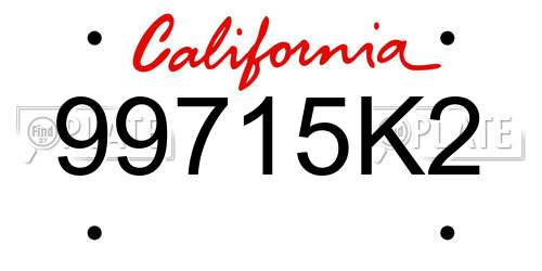 99715K2 California License Plate