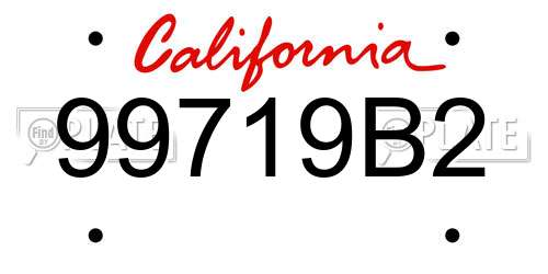 99719B2 California License Plate