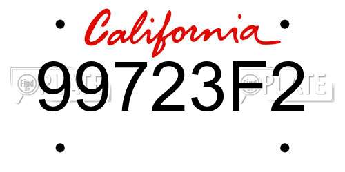 99723F2 California License Plate