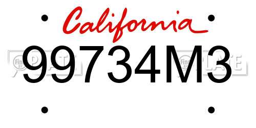 99734M3 California License Plate