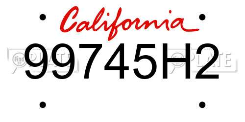 99745H2 California License Plate
