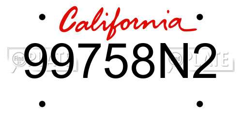 99758N2 California License Plate