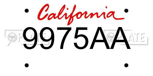 9975AA California License Plate