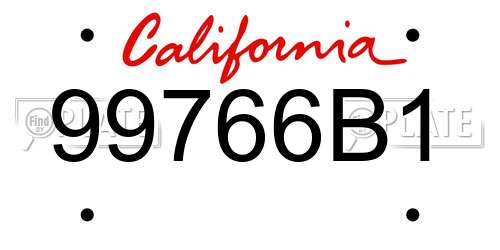 99766B1 California License Plate