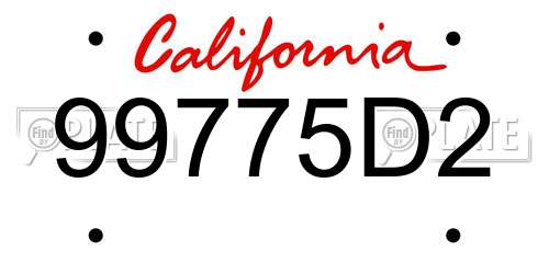 99775D2 California License Plate