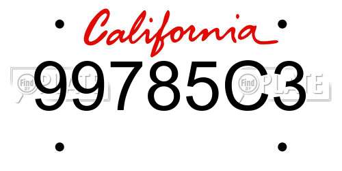 99785C3 California License Plate