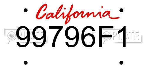 99796F1 California License Plate