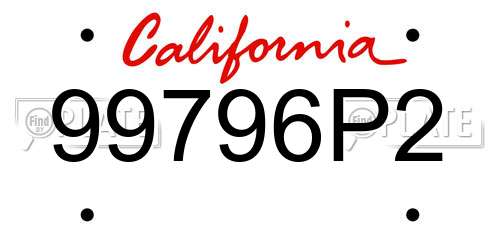 99796P2 California License Plate