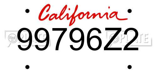 99796Z2 California License Plate