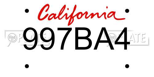 997BA4 California License Plate