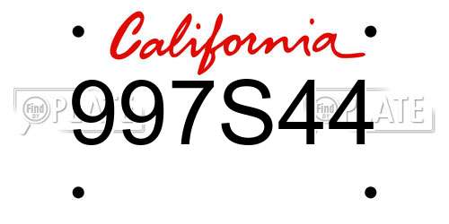 997S44 California License Plate